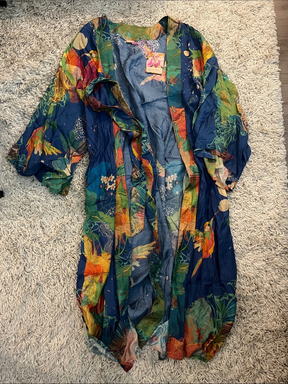 Floral Lightweight Navy Kimono Jacket